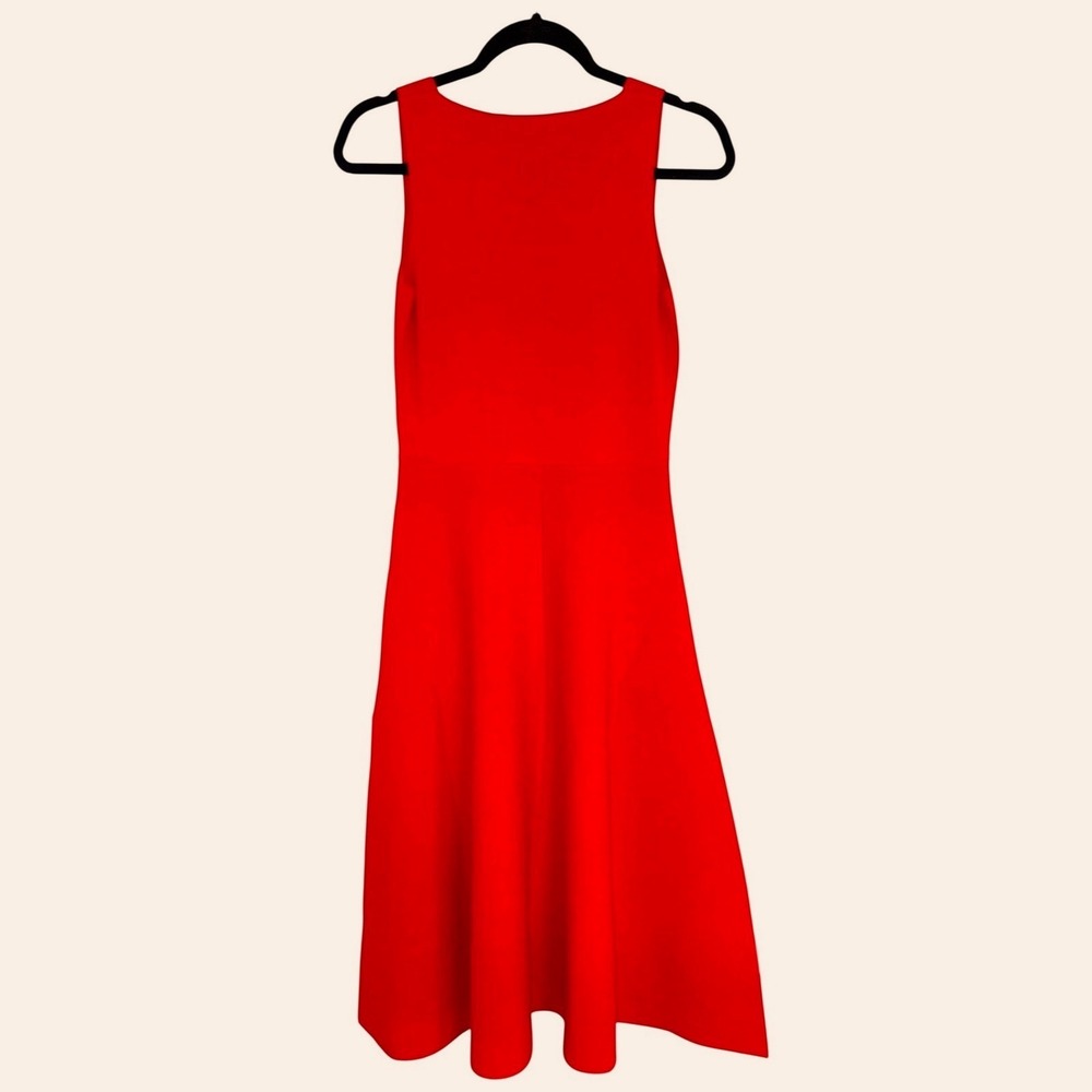 French Connection Miami Orange Knit V Neck Fit Flare Midi Dress NEW S - Picture 4 of 14